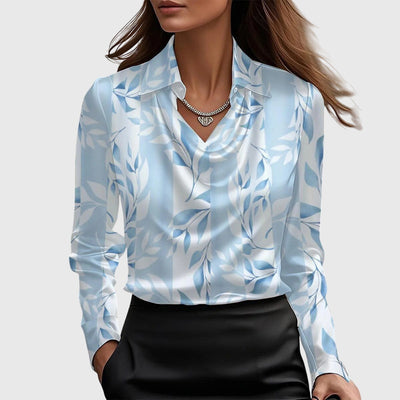 SYLVIA™ - Blouse with luxurious shine and pleated collar