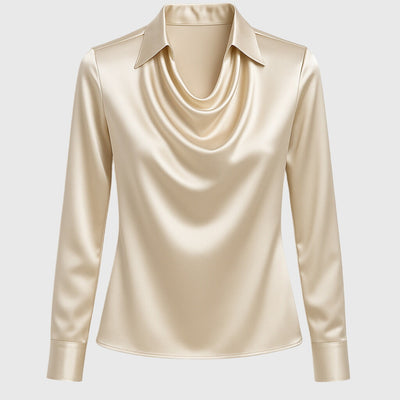 SYLVIA™ - Blouse with luxurious shine and pleated collar