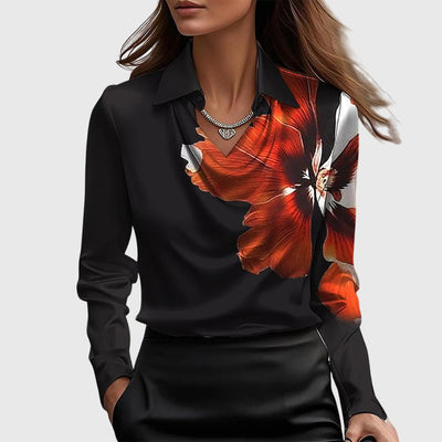 SYLVIA™ - Blouse with luxurious shine and pleated collar